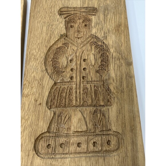 WOOD MOLD Cookie Speculaas Springerle Wooden HAND CARVED Man Woman Primitive - Picture 3 of 16